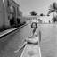 «1930s Woman on Pool Diving Board Palm Tree», reproduction de photo sur toile tendue-27890732-72513285-72513276