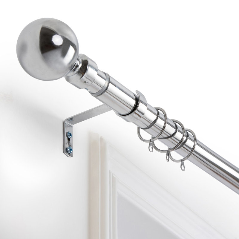 Colman Adjustable 4.5cm Double Curtain Pole, 5cm H x 120cm W x 2.5cm D, Chrome