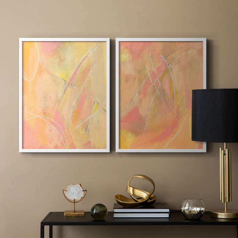 Peach Bliss III - reproduction encadrée de qualité supérieure - prête à être accrochée - aucun clou requis - aucun clou requis