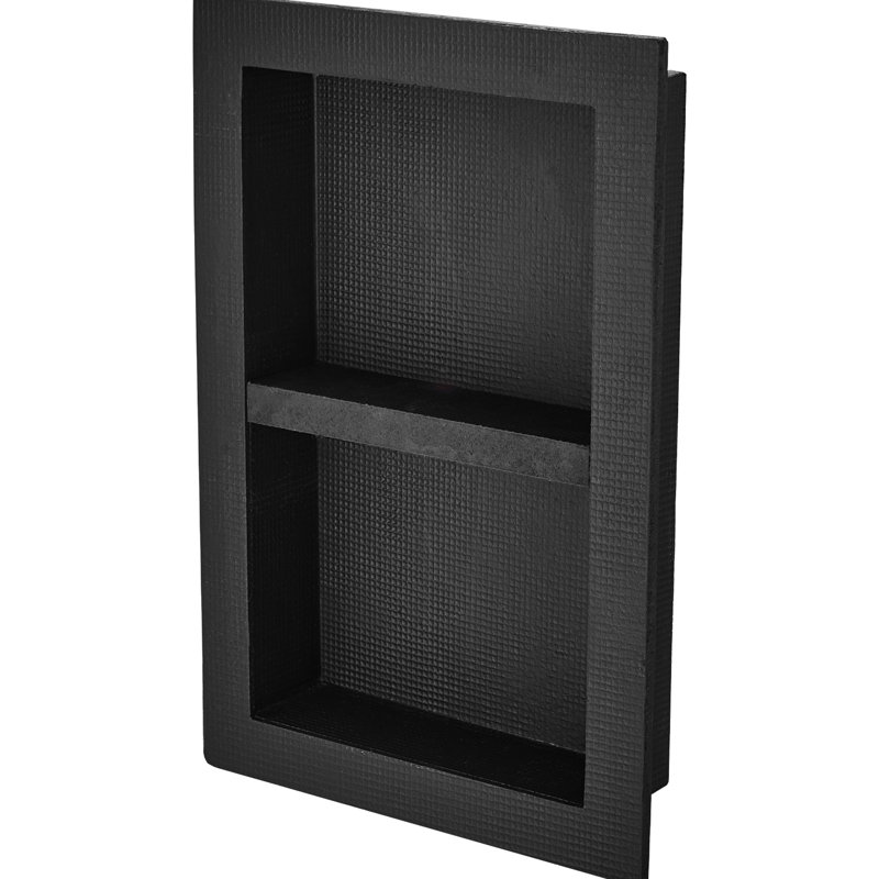 Niche de douche noire 16 po x 24 po, organisateur à double tablette, coins carrés et encastrés, étanche à l'eau pour la salle de bain, mousse extrudée, cloison mobile amovible, niche de 24 po