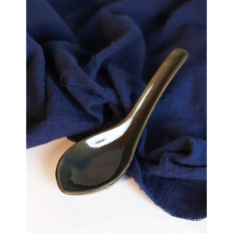 Parsonage Ceramic Soup Spoon, Dark Brown
