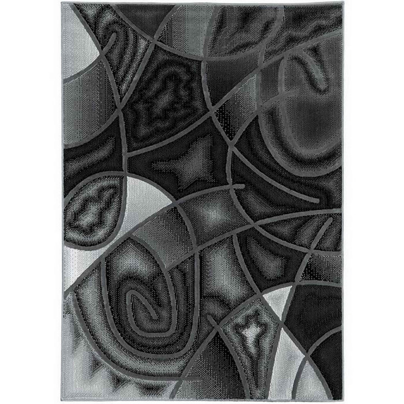Tapis gris à motif abstrait Albrechtice, Rectangle 5 pi x 7 pi
