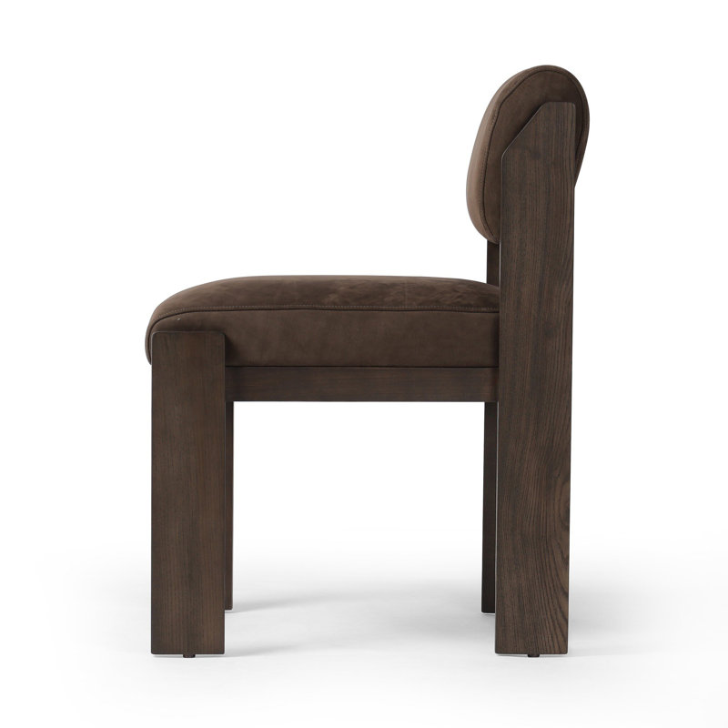 HAMLET Upholstered Dining Chair, Black Genuine Leather