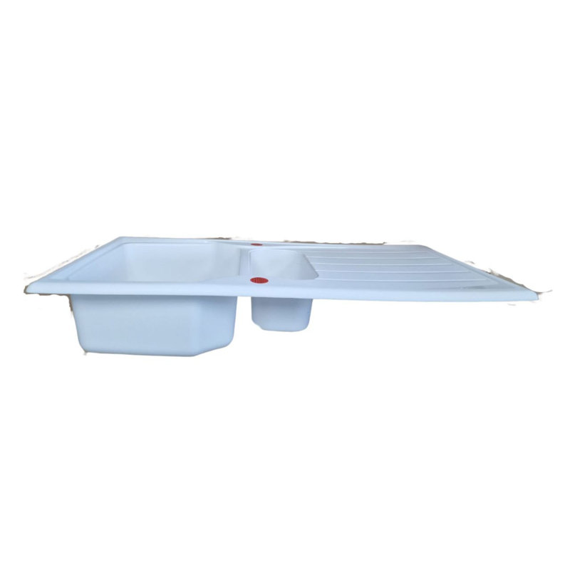 Belfry Kitchen Ostby 19.6mm W Fibreglass Drop-In Kitchen Sink with 1 Faucet Hole, White