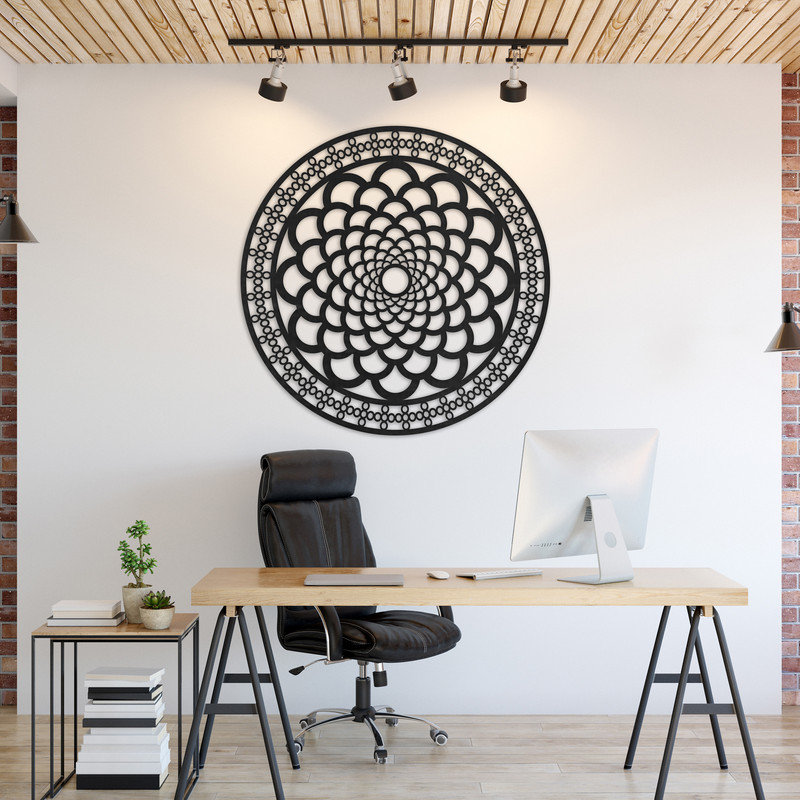 Abstrait cercle mandala mural - ACM, Blanc, H 32 po x l 32 po x P 0,25 po