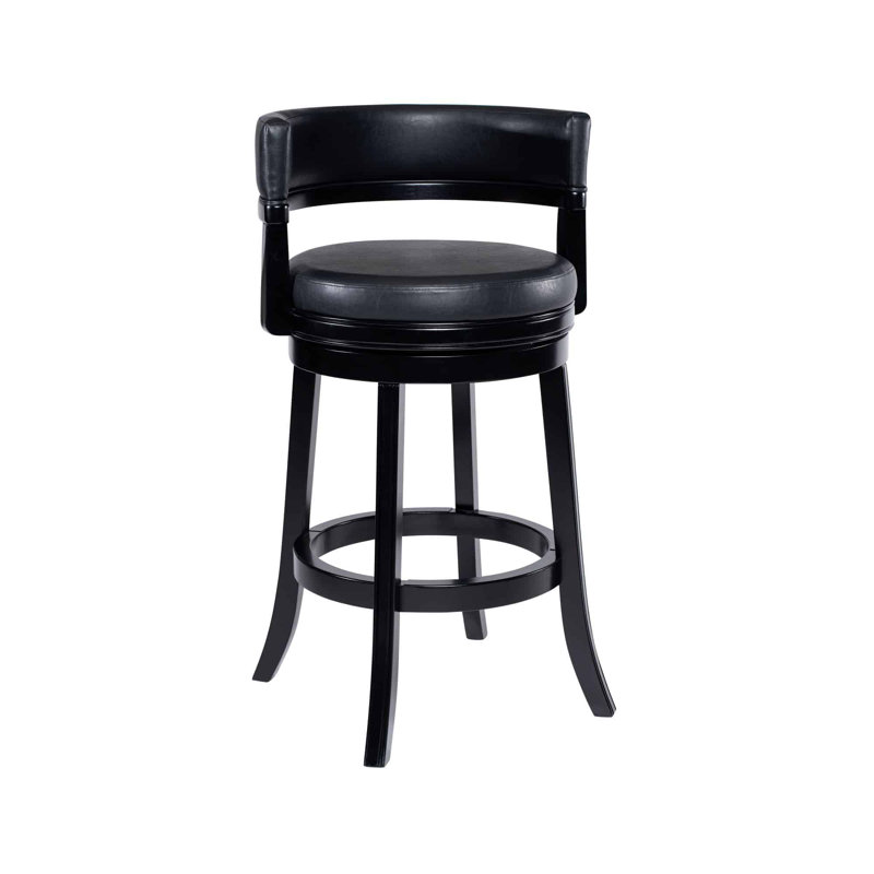 Balen Swivel Stool, Bar Stool (29” Seat Height), Black Seat/Black Frame