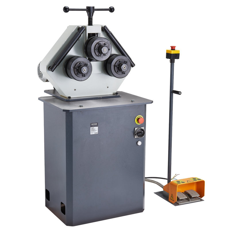 750W Electric Roll Bending Machine, 3-Roller Electric Pipe Bender Machine With 180° Maximum Bending Angle And Reversible Foot Switch, Support Horizontal/Vertical Operation (220V 60Hz 3-Phase)