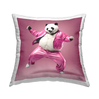 Panda Bear Dancing Printed Throw Pillow Design By Roozbeh