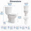 Toilette allongée à hauteur ajustable ADA - Siège à fermeture en douceur, chasse siphonique 1,28 GPF, installation brute de 12 po