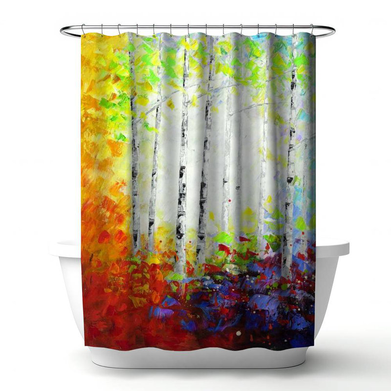 Shower Curtain LA1 – Polyester Shower Curtain, Dye Sublimation Print, 71" W × 74" L