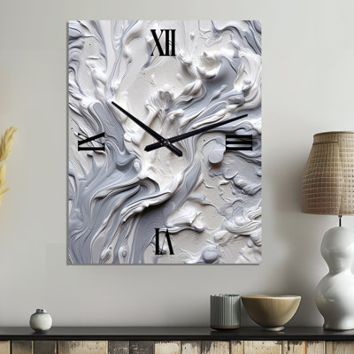 Grey and Cream Harmony In Chaos II - Abstract  Metal Wall Clock