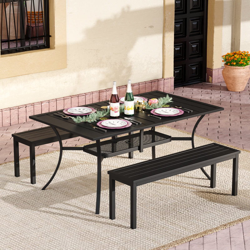Banner 4 - Person Patio Dining Set with Rectangular Table, Black