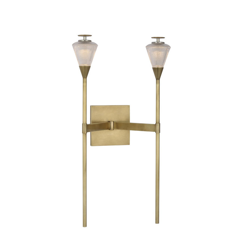 Waterford Blaze 19" 2 Light Tail Sconce with Clear Crystal, Natural Brass