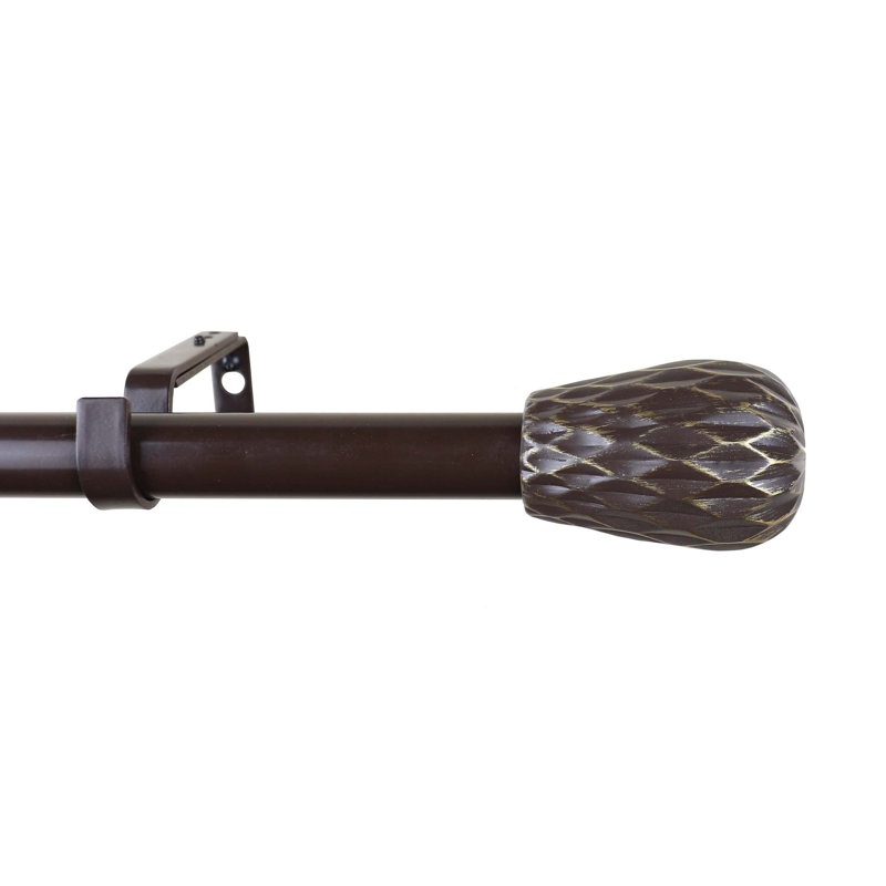 Tringle à rideaux simple réglable 1 po Dijank, Doré brulé, 84 po à L 120 po