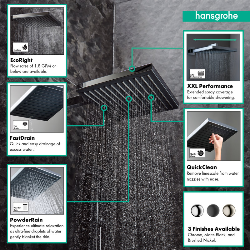 hansgrohe Pulsify E Showerhead 260 1-Jet, 2.5 GPM, Chrome, 2.5 GPM
