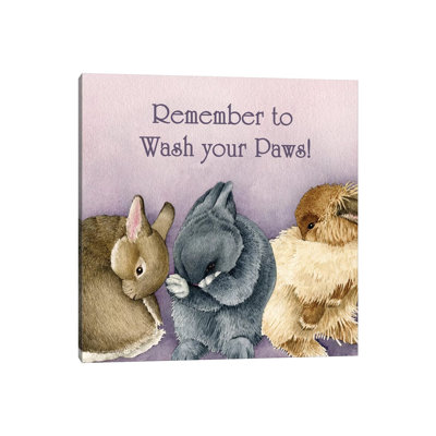 Bunny Bathtime 1 Piece Wrapped Canvas Painting