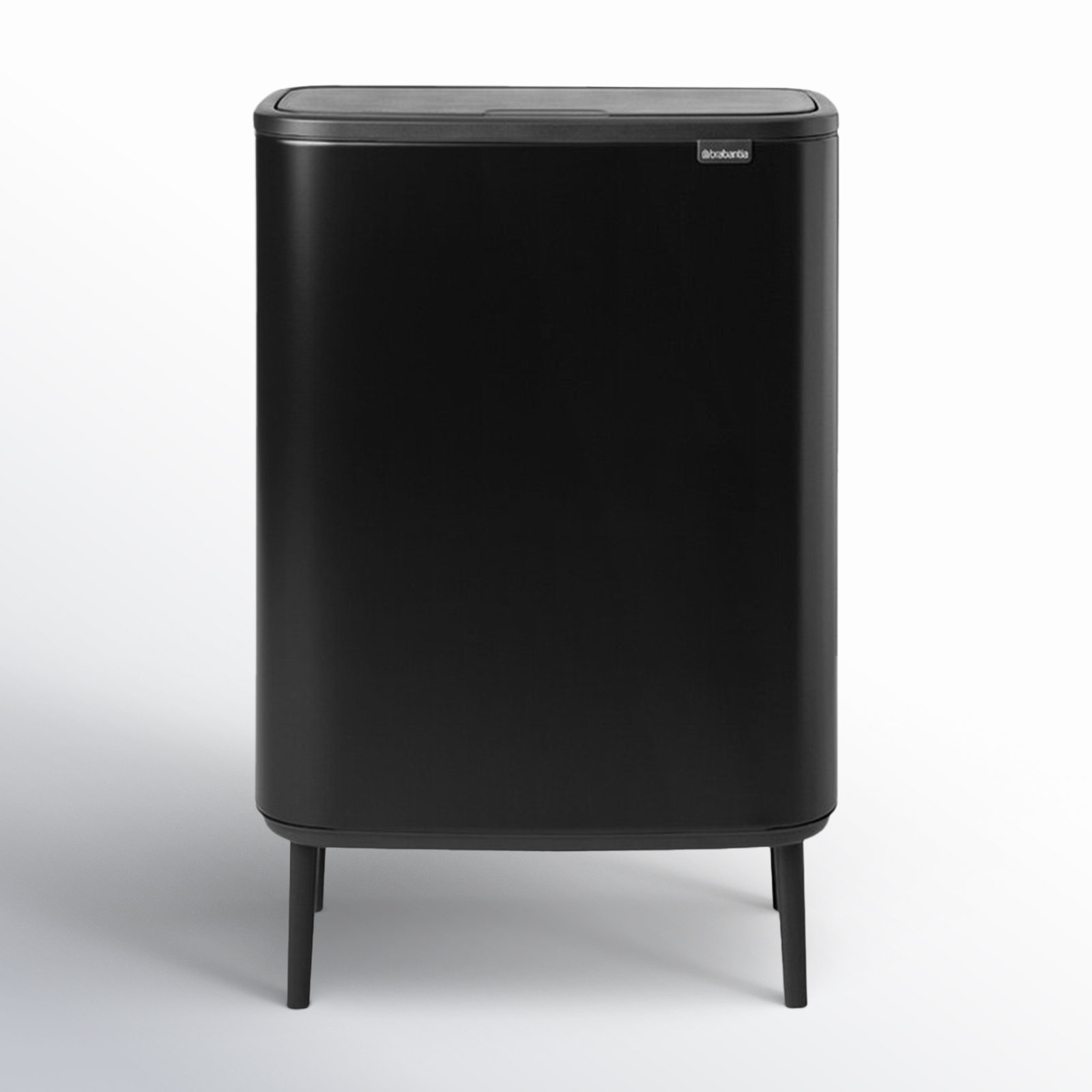 Brabantia Bo Hi Touch Top Dual Compartment Recycling Trash Can, 2 x 8 Gallon (16 Gallon Capacity), Matte Black