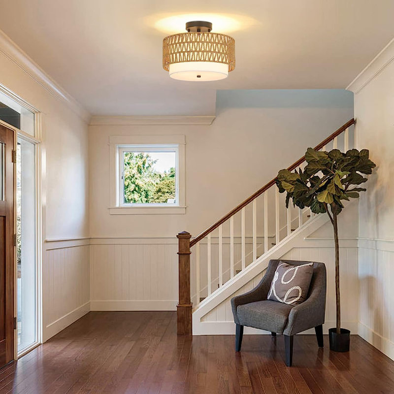 Christon Rattan LED Semi Flush Mount