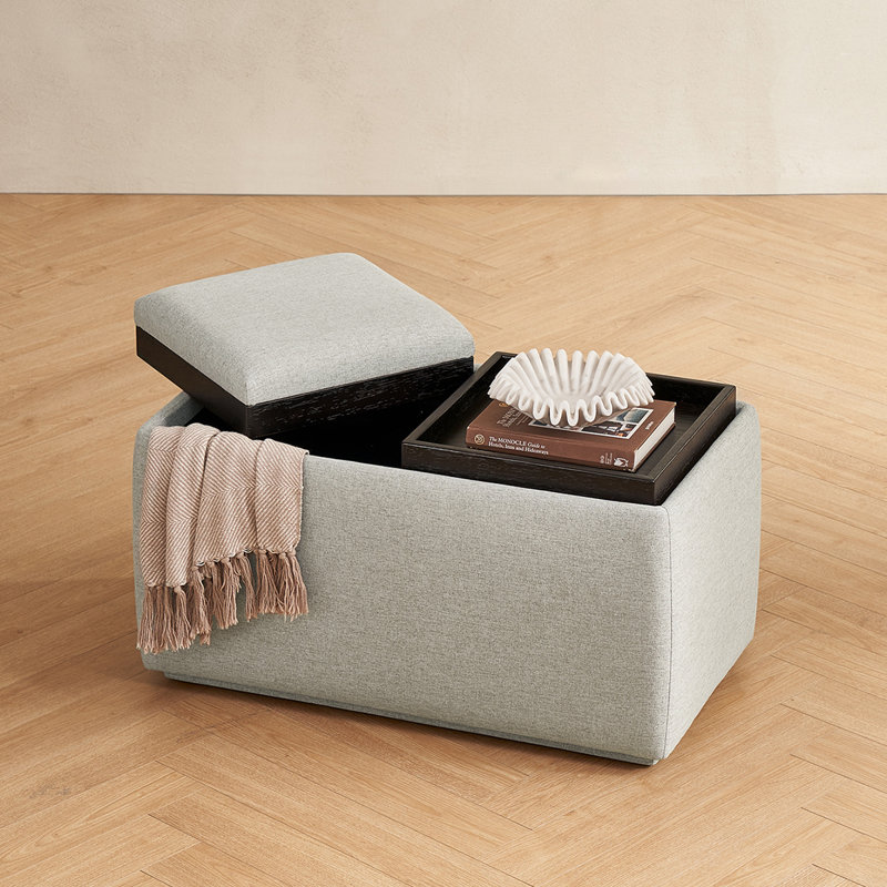 Demelo Storage Tray Bench, Light Gray