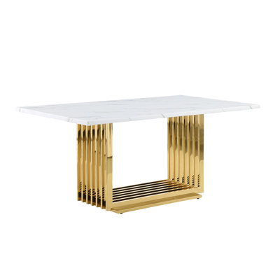 Keera White Marble Dining Table