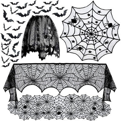 Lot de 5 nappes et chemins de table d'Halloween, décorations effrayantes pour l'intérieur et l'extérieur, maison et jardin, cadeaux pour les fêtes d'Halloween
