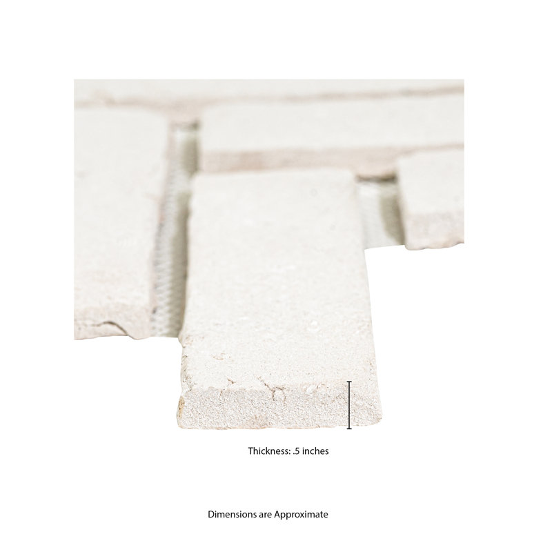 MSI 12 in. x 15 in. Natural Textured Clay Brick Mosaic Floor and Wall Tile, Alpine White