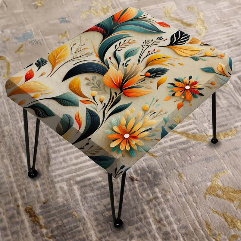 Yellow Eclectic Boho Floral Radiance - Botanical Rectangle Ottoman