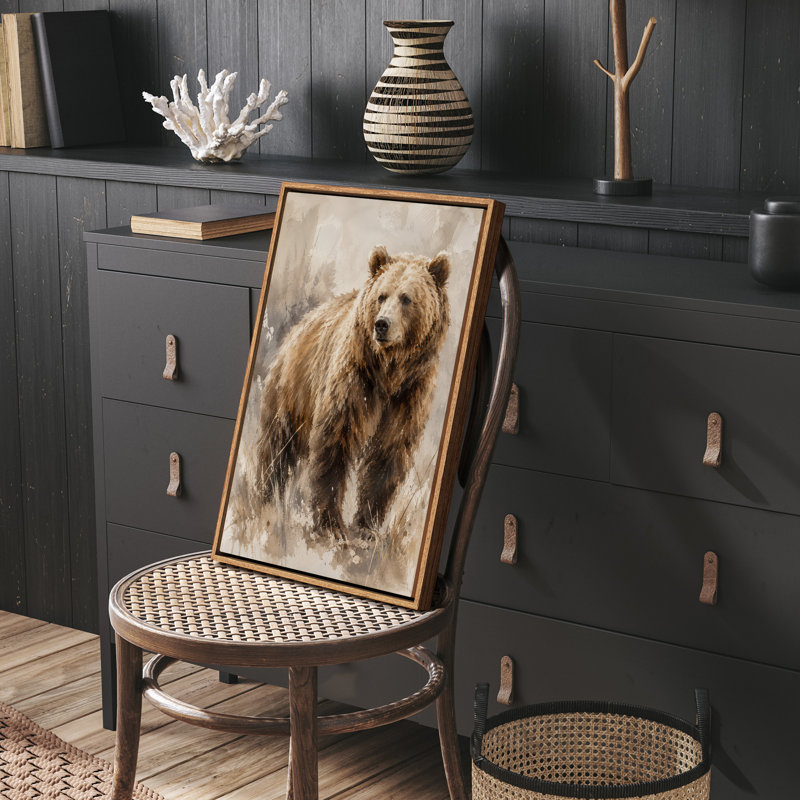 «Brown Bear Wildlife Portrait», reproduction d'art encadrée, 36" H x 24" W, Naturel