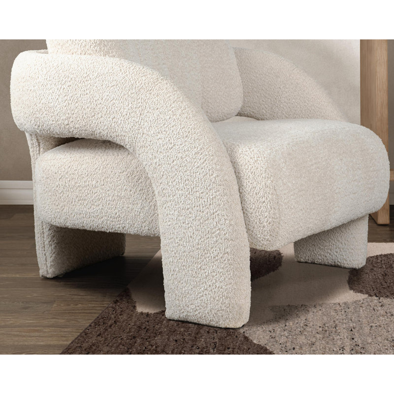 Salino Upholstered Fabric Lounge Accent Chair, Natural Polyester
