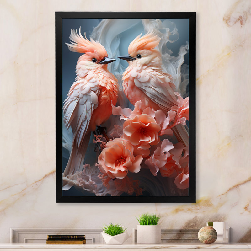 Vintrell " Bird Aerial Ballet II ", Black Picture Framed, 20" H x 12" W x 1" D