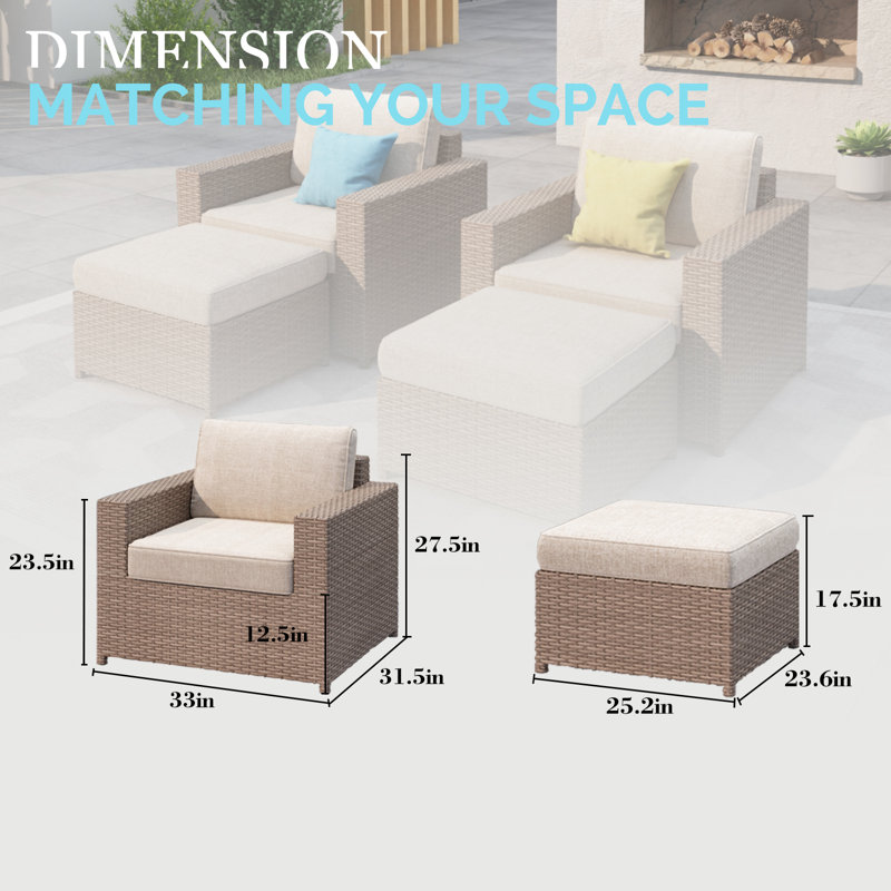 Fully Assembled 4 - Person Outdoor Sectional Seating Group With Cushions