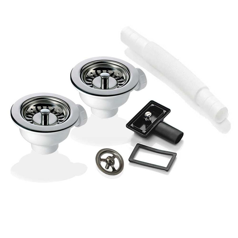 2X 90Mm Strainer Waste & Overflow For Astini, RAK, Rangemaster Ceramic Sink, Chrome