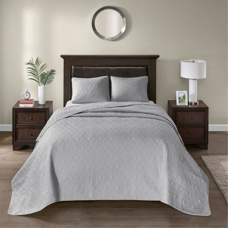 Ensemble de couvre-lit réversible, Couvre-lit grand + 2 pièces supplémentaires, Gris