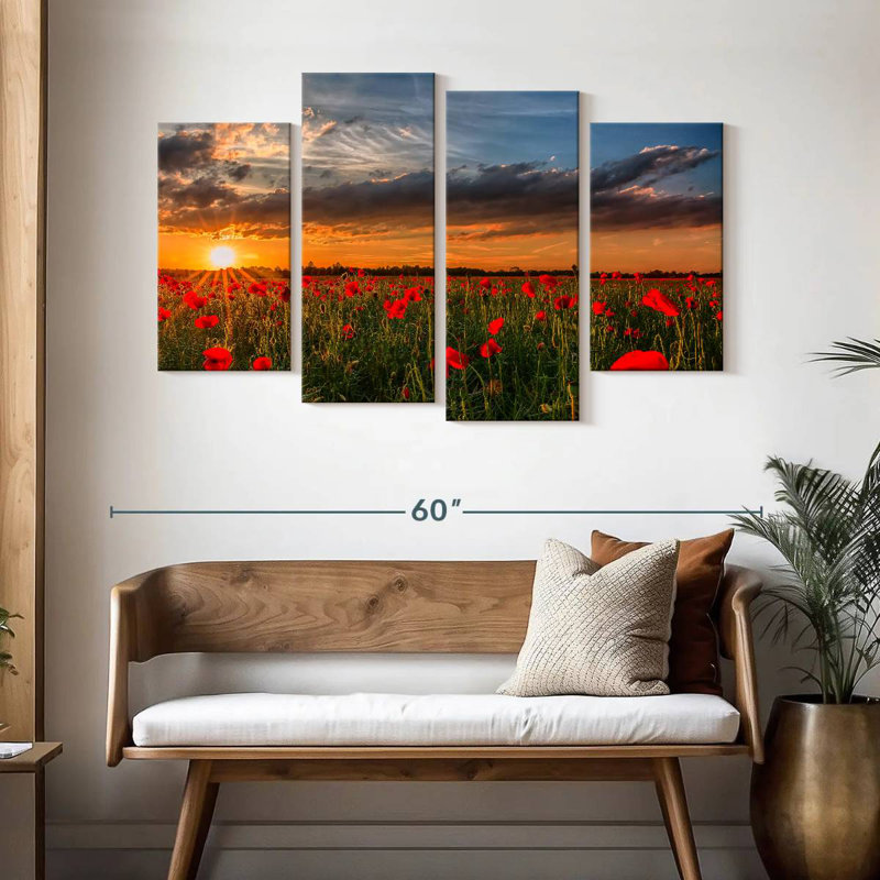 Champ de fleurs de coquelicots Alvord, H 32 po x l 52 po