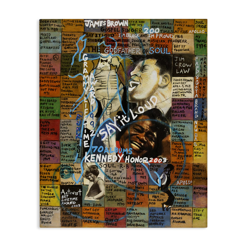 James Brown Collage Canvas Wall Art by Sabin, H 20 po x l 16 po