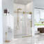 Porte de douche coulissante simple sans cadre de 56 à 60 po de largeur H 72 po - verre trempé transparent de 5/16 po (8 mm), conception de dérivation avec finition or brossé-123210278