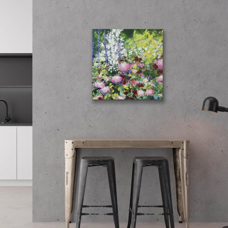Art mural en verre épique «Summertime» par Allan Friedlander, 24 po x 24 po, H 24 po x l 24 po