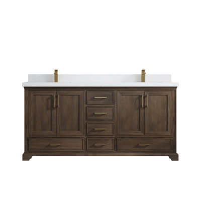 Charlotte 72"" W x 22"" D x 36"" H Double Bathroom Vanity -  Red Barrel StudioÂ®, 53967222FC134D12AE42D4A97410291B