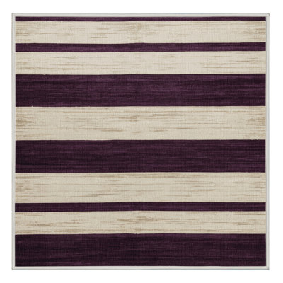 Tapis beige à rayures horizontales lavable à la machine