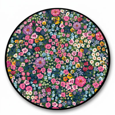 Wildflower Bloom Multicolor Round Bathmat