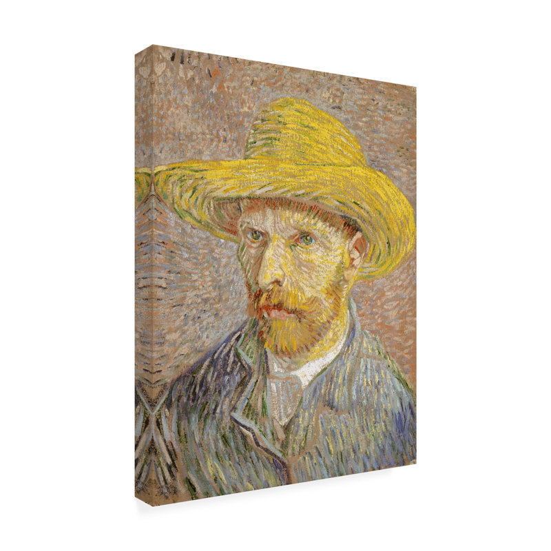 «People Self Portrait with Yellow Hat On Canvas» par Vincent Van Gogh, reproduction, H 19 po x l 14 po x P 2 po