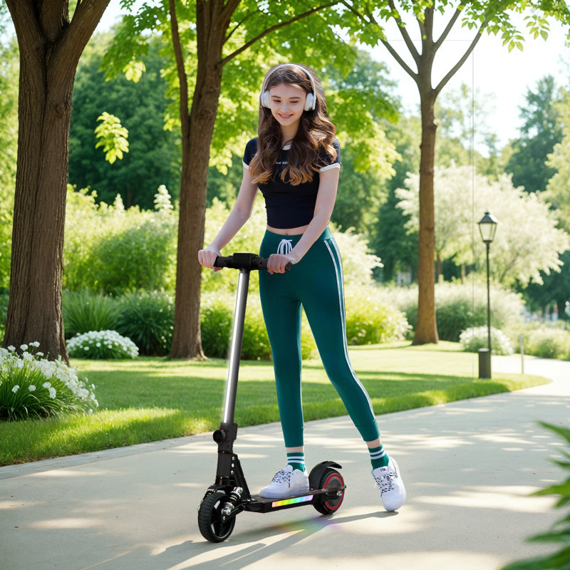 SPORTNOW Electric Scooter for Kids Foldable Age 6-14 Dual Brakes, Black