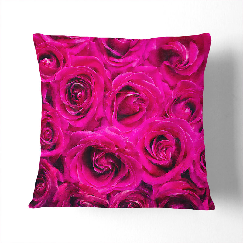 Wall of Roses Painting Cushion with Filling, 40cm H x 40cm W x 15cm D