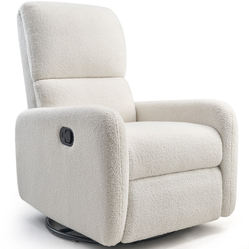 Fauteuil inclinable, oscillant et pivotant pour adultes, White Teddy 