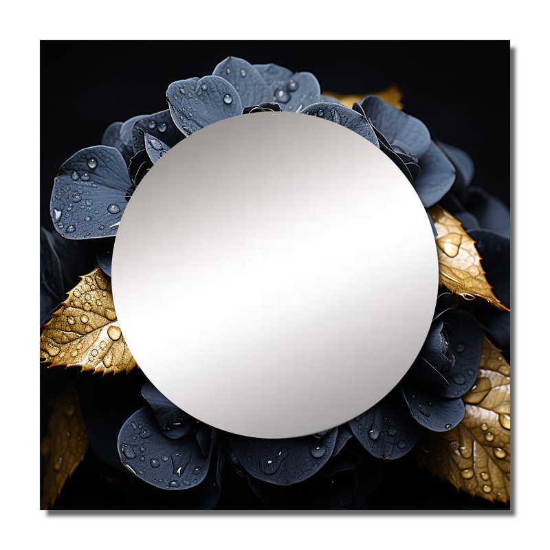 Miroir carré Mellor - Noir Allure Hydrangea I, 29 po x 29 po