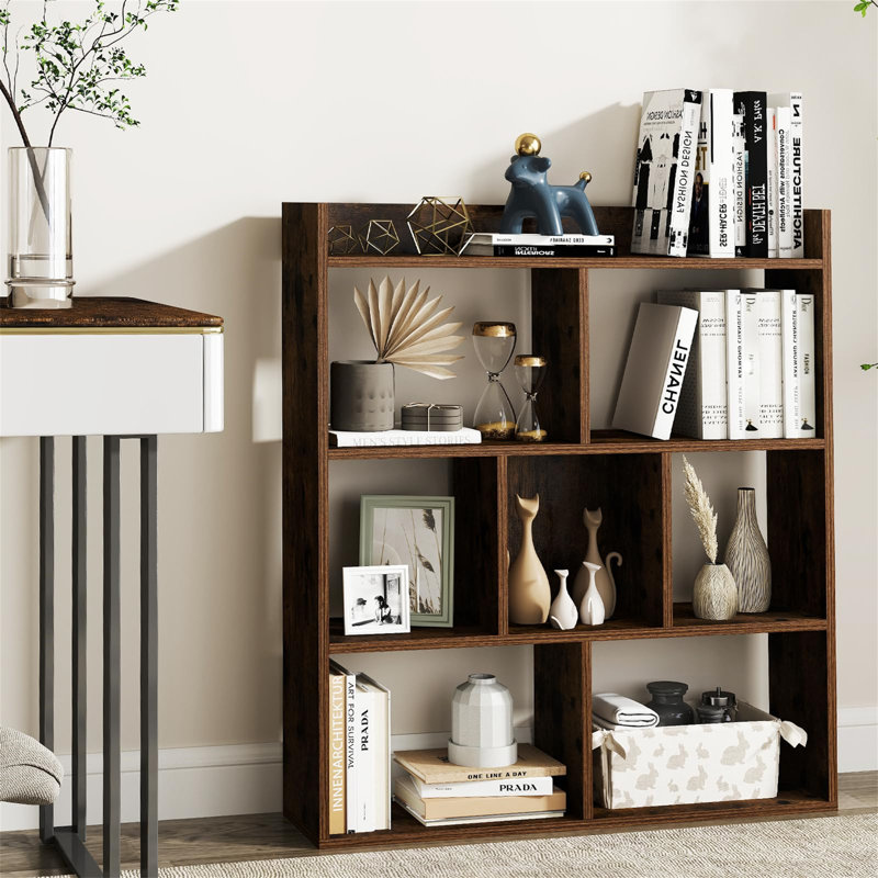 90cm H x 80cm W Standard Bookcase, Dark Brown