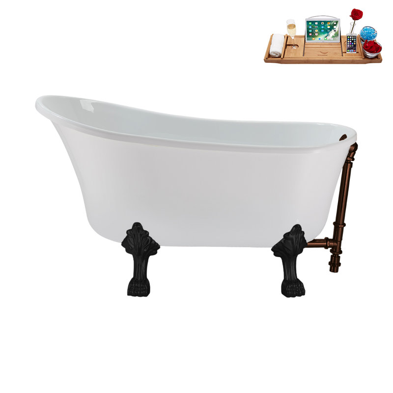 51.2'' x 25.6'' Soaking Acrylic Bathtub, Matte Black, Matte Oil Rubbed Bronze