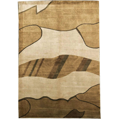 Himalayan Wool Abstract Area Rug in Beige