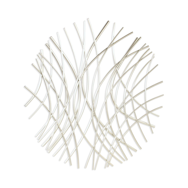Metal Circle Abstract Hanging Dimensional Sculpture, Silver, 30.25" H x 1.25" W x 30.25" D