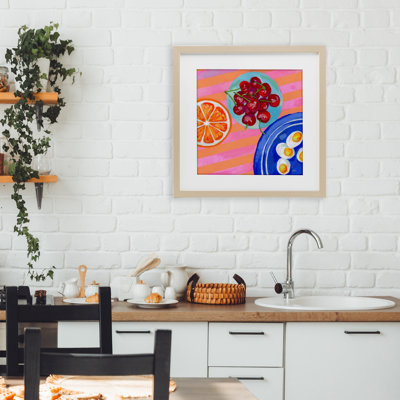 Summer Snacks Picnic Blanket Framed Print Under Glass, design by Rachael Reese